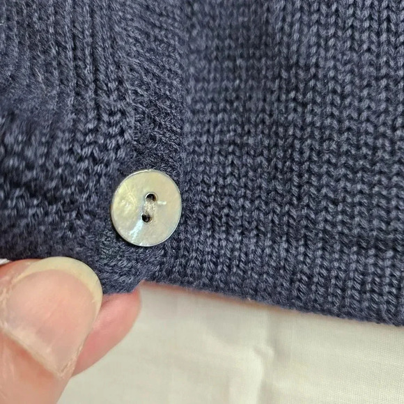 Vintage Pendleton Cardigan Womens Large Navy Blue Short Sleeve Knit Flower Leave - Picture 5 of 13